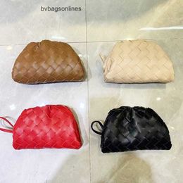 Botteg Venet High end bags for Pouch Bag 2024 New Genuine Leather Mini Woven Cloud Korean Version Simple and Stylish Texture Dumpling Single Original 1:1 with real logo