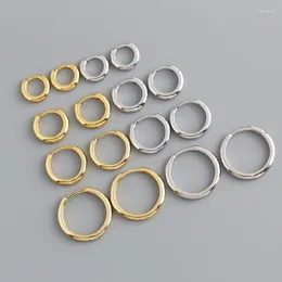 Hoop Earrings 10-18mm Multi-size Real 925 Sterling Silver For Women Girls Trend Daily Ear Jewellery Round Glossy