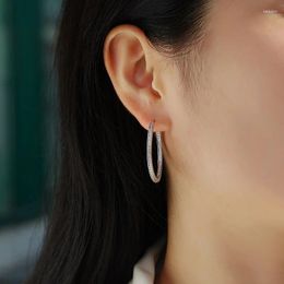 Hoop Earrings Moissanite Silver 925 3.3cm Large Luxury For Women Ear Pendientes 2024 Tendencia Girl Friend's Jewellery Gift