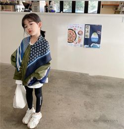 Fashion kids jacket girls polka dots stripe silk scarves shawl long sleeve outwear autumn children casual clothing Q23902057474