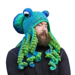 Ear Muffs Squid Octopus Hat Autumn and Winter Products Creative Hip-hop Funny Handmade Knitted Woollen Hats for Men Women222C