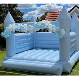 4x4m 13.2ft PVC Inflatable Bounce House jumping white Bouncy Castle bouncer castles jumper with blower For Wedding events party adults and kids toys-E