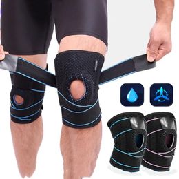 Knee Pads Elastic Bandage Strap Silicone Protector Basketball Compression Sleeves Brace Training Gym Supports Strong Spring
