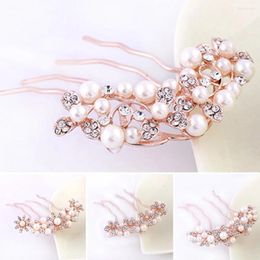 Hair Clips Bride Pearls Side Comb 4-teeth Plum Sunflower Barrette For Birthday Stage Party Hairstyle Making