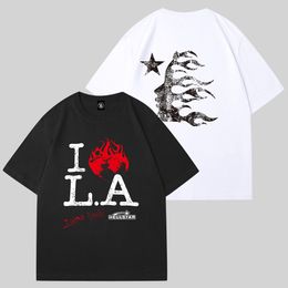 T-shirt Men's and Women's Summer T-shirt HELLSTAR Brand Men's Trendy Casual Loose Big V Friend Print Short Sleeve Cotton Couple T-shirt Street Hip Hop Sports T-shirt S-4XL