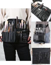 Multifunction Large Capacity Black PU Cosmetic Waist Bag Makeup Brush Bags With Belt For Professional Makeup Artist6893308