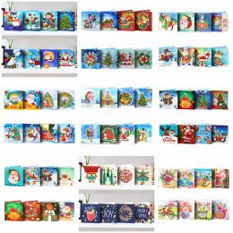 Stitch AZQSD Diamond Painting Card Blessing Happy Birthday 8~12pcs Set Wish Cards Mosaic Christmas With Envelope Postcard Art