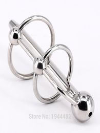 Penis Enhancer Delay Cock Ring With Urethral Stretcher Dilator Catheter Stainless Steel Penis Plug Metal Cockrings7391652