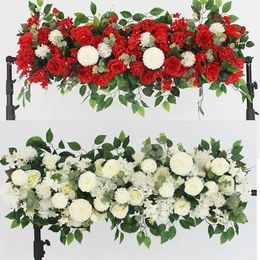 100cm DIY Wedding Flower Wall Decor Arrangement Supplies Silk Peony Rose Artificial Row Decoration Arch Backdrop 240314
