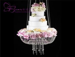 Glass Crystal Chandelier style drape suspended Swing cake stand round 18quot9556658