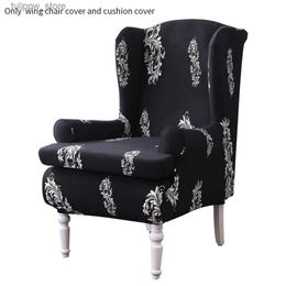 Chair Covers 2pcs/set Wing Chair Cover Fashion Printed High Stretch Arms Non Slip Home Wingback Furniture Full Protection Cushion Sleeve L240315