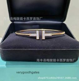 Tifaniym classic S925 Silver T Home High Version Double Bracelet Womens Rose Gold Non fading Thick Plated Mijin UFTM