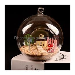 Candle Holders Transparent Glass Holder Flower Hanging Ball Vase Tea Light For Home Wedding Party Decor Drop Delivery Garden Dhkz8