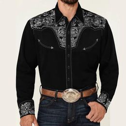 Tribal western mens top shirt pattern blue pink black trendy fashion casual party high quality material suit 240301