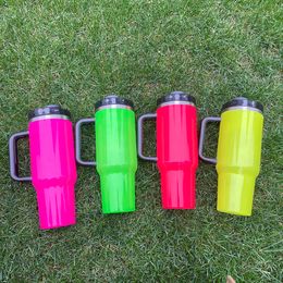 large capacity best value gifts double walled stainless steel blank sublimation neon colors 30oz 40oz H2.0 quencher tumbler with handle and straw,sold by case