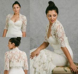2016 Vintage Bridal Wraps Half Sleeves Bridal Coat Lace Jackets Wedding Capes Wraps Bolero Jacket Wedding Dress Wraps Plus Size8047204918