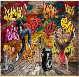 Custom po wallpapers 3d murals wallpaper Retro graffiti street dance bar background wall papers home decoration1189929