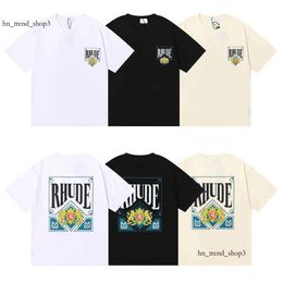 Designer Fashion Clothing Tees Hip Hop Tshirts Rhude American High Street Trend Brand Summer Men Women Gender Free Playing Cards Printed Loose Cotton 234