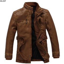 Autumn/winter Mens Mid Length Slim Fit Standing Collar Leather Casual Jacket Coat