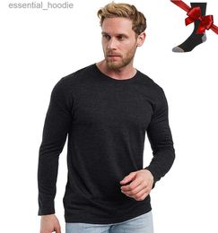 Men's Thermal Underwear 100% Merino Wool Base Layer Men Merino Wool Long Sle 240G Midweight Thermal Underwear Wicking Breathable Top + HikingC24315