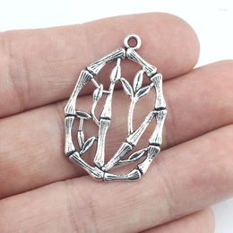 Charms Est 12Pcs 23 34mm Antique Silver Colour Hollow Bamboo Necklace Earrings Leaf Pendant For DIY Jewellery Making Wholesale