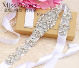 EuropeUnited States New Rhinestone Wedding Gown Sash Wedding Girdle Bride Belt HandStitched Crystal Diamond Bridal Sash Accessor3471134