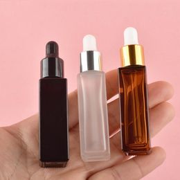 10ml Empty Glass Eye Dropper Bottles Travel Clear Black Amber Bottle for Essential Oils Liquids Lab Chemicals