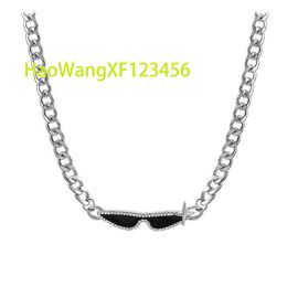 creative shining rhinestone glasses pendant collarbone chain for men women hiphop fashion cuban necklaces jewelry