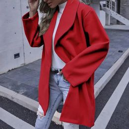 Women's Suits Winter Women Jacket Casual Oversized Turn Down Collar Long Coat Female Thick Warm Woollen Blends Overcoat Streetwear