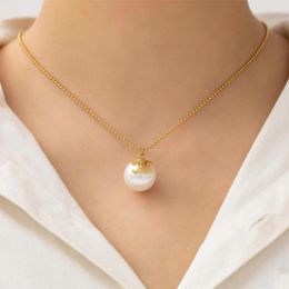 Pearl Pendant CE Necklace Design for Women Love Jewelry Gold Plated Stainless Steel Chain Pendant Necklace Designer Wedding Party Travel Sport Never Fading Jewelry