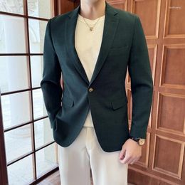 Men's Suits Leisure For Men Solid Color Slim Single Suit Fashion Jacket Fit Coat 2024 Plus Size S-5XL Party Stage Clothing