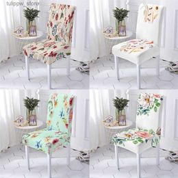 Chair Covers Plant Style Office Cover Modern Dining Chairs Petal Pattern Kitchen Wedding Hotel Banquet Protector Seat L240315
