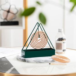 Mosquito repellent, no dust leakage, large iron triangular mosquito coil rack, creative ornament, aromatherapy stove, gray box mosquito coil tray