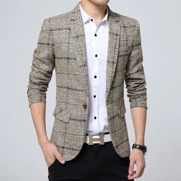 Men's Suits 6495-2024 Spring And Autumn Linen Suit Coat Spot Solid Color Casual Collar Trend