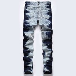 New Elastic Slim Fit Denim Pants, High Street Novelty Jeans, Men's