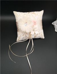 Wedding Ring Pillow With Ribbons Lace Flower Wedding Ring Holder Marriage Ring Cushion Bearer 15x15cm Wedding Party Decoration A009762278