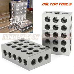 2pcs Hardened Steel 1-2-3 Blocks 0.0001 Precision Matched Machinist 123 Milling Tool 23 Holes 25-50-75mm block gauge 240307