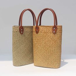 Beach Bags Grass Woven Handbag Bag Summer Vacation Niche Beach Handmade Women's Hand-held Grass Bag