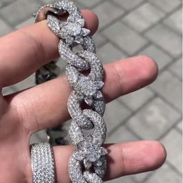 Pass Diamond Tester Luxury Statement Necklace Flower Vvs Diamond Jewellery Iced Out 18mm Hiphop Moissanite Cuban Chain