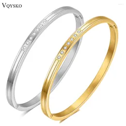 Bangle VQYSKO Striped Zircon Bracelet Stacking Woman Jewellery Anniversary Gift For Her Couple