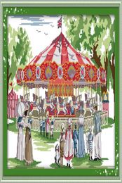 Swing park carousel home decor painting Handmade Cross Stitch Embroidery Needlework sets counted print on canvas DMC 14CT 11CT5359904
