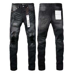New Designer Jeans Mens Jeans Trendy Purple Brand Jeans High Street Black Hole Black Pants Fashion Rock Revival Jeans