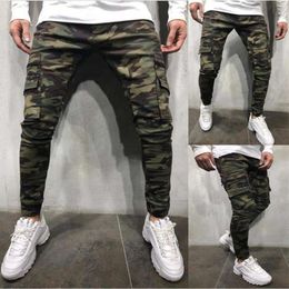 Mens Multi Pocket Small Foot Camo Work Dress Jeans New Style