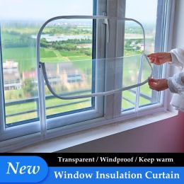 Curtains Transparent Window Winter Insulation Film Warm Double Layer Windproof Curtain With Zipper SelfAdhesive Heat Protection Film
