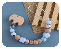Pacifiers Handmade Personalized Name Baby Animal Wooden Dummy Pacifier Clips Safe Teething Chain Holder Chew Whole5737864