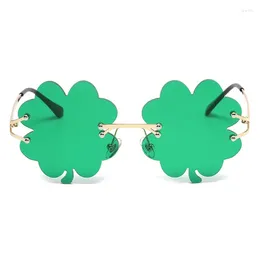 Sunglasses Green Leaves St. Patricks Day Irish Shamrock Costume Glasses Party Props Decorations Car Rimless UV400 Sun