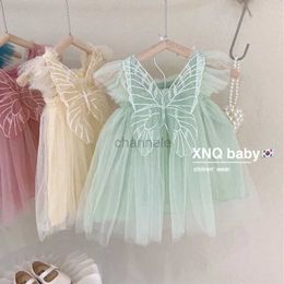 Girl's Dresses 2024 princess baby birthday dress girl skirt summer clothing kids net fairy dress butterfly for girls buffy skirt 240315