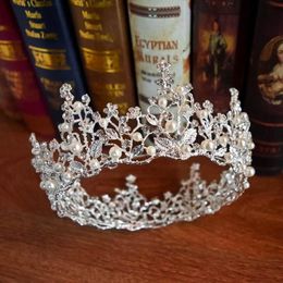 Floral Pearl Baroque Bridal Tiaras Crowns Hair Jewellery Women Headband Rhinestone Crystal Pageant Diadem Wedding Accessories Clips 2612