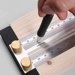 High-Precision Scale Ruler T-Type Hole Ruler Stainless Woodworking Scribing Mark Line Gauge Carpenter Measuring Tool 240307