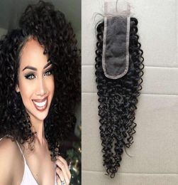 Peruvian Human Hair 2X6 Lace Closure With Baby Hairs Natural Colour Kinky Curly Virgin Hair Top Closures Middle Part 1024inch3062064